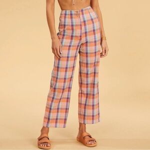 Billabong *The Salty Blond Pants*  26w Multicolor Plaid Casual Straight NWT
